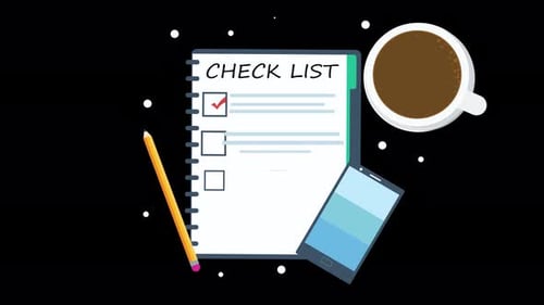 Notebook Checklist To Do List Coffee Cup and Mobile Phone Animation