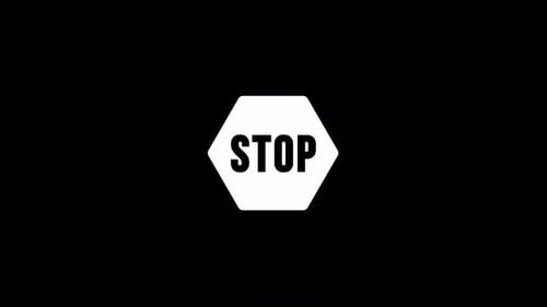 Stop Sign Hexagon Text with Glitch Animation