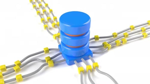 Database Server Data Cloud Cyber Store on White Bg Able to Loop Endless