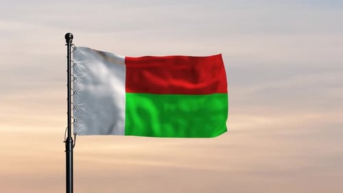 Madagascar Majestic Flag Fluttering in the Wind