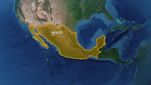 Animated World Map Zoom to Mexico with Acapulco Highlight