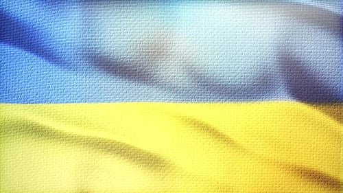 Waving Fabric Ukrainian Flag Background Loop