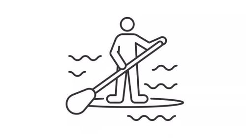 Animated Flat Design Icon of a Paddleboarder