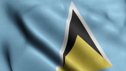 Saint Lucia National Flag Waving in Wind Animation