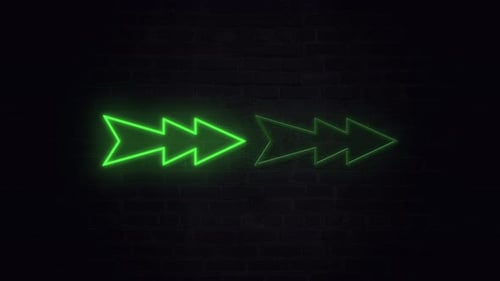 Animation of a green neon arrow pointing to the right