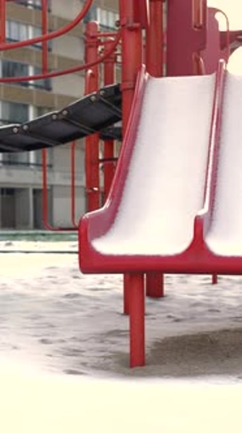 Snow Covered Playground Slide Nostalgic Winter Vertical