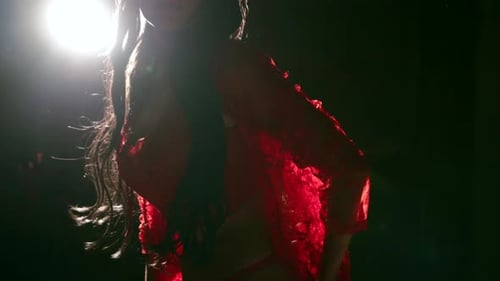 Alluring Woman Posing in Dramatic Backlight