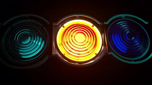 Three Stage Lights Illuminating in the Darkness