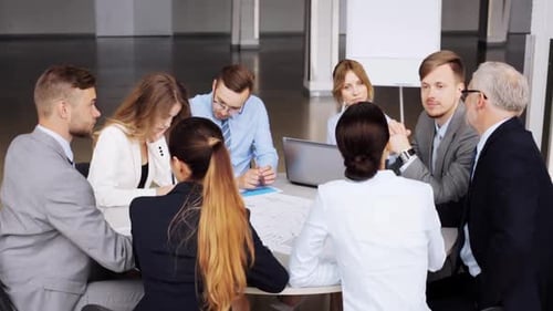 People, Planning, Strategy And Corporate Concept - Business Team With Scheme Meeting And Discussi...