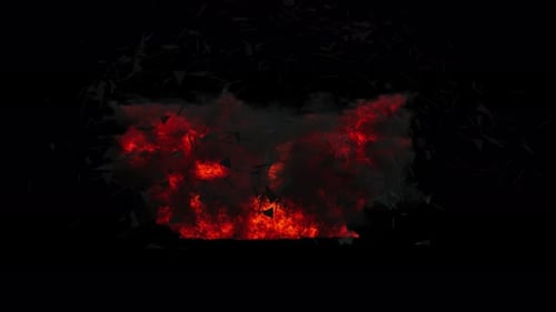 House explosion with debris on transparent background