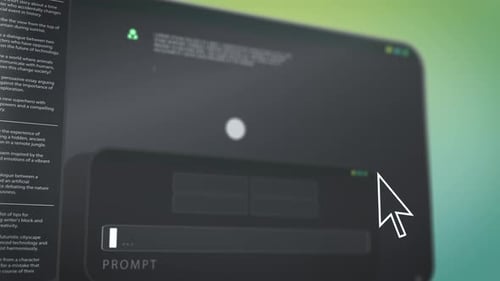 Prompt message interface of artificial intelligence software input to create ai texts and images, 3d