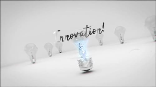 Exploding Light Bulbs that opens Innovation, Invention and Startup message!