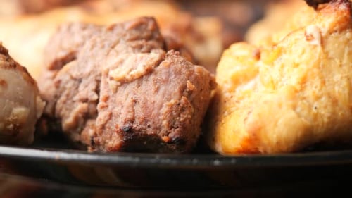 Seekh Kabab Naan Bread and Sauce on a Plate