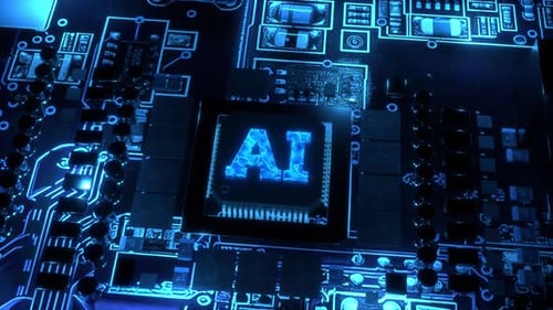 Animação de chip de processador 3D AI — resolução 2K (não transparente)