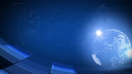 Futuristic Digital Globe World Map News Broadcast Background