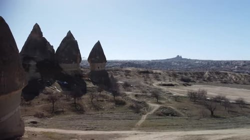 Cappadocia Turkeys Fairy Chimneys: Geological Pillar Rock Formations Formed by Erosion. Türkiye.