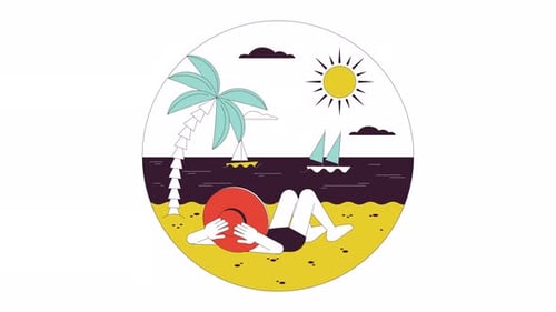 Vacation Beach Line Cartoon Animation