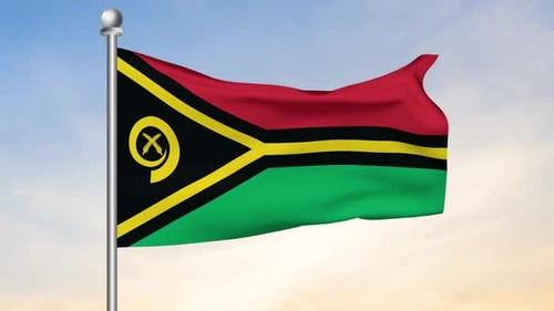 Vanuatu National Flag Waving with Realistic Fabric Animation