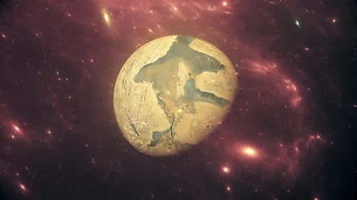 3D Rotating Planet Earth with Cracked Surface in Space