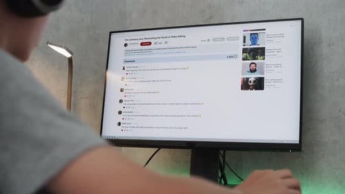 PC Monitor Showing Video Sharing Platform with Video Content About Filmmaking