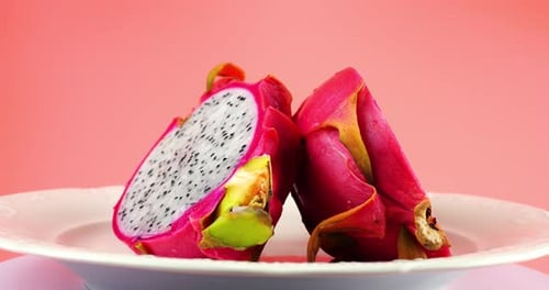 Close up of Vibrant Dragon Fruit on Plate