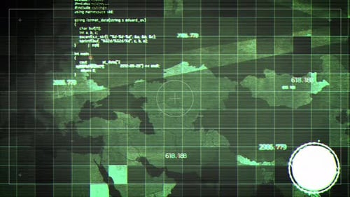 Kazakhstan Map With Hud Effects Satellite Map