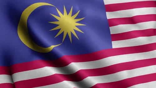 Waving Malaysian Flag Realistic Fabric Loop