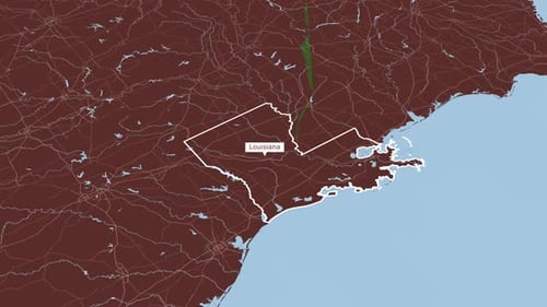 Animated Map Revealing Louisiana State Outline in Flat Design