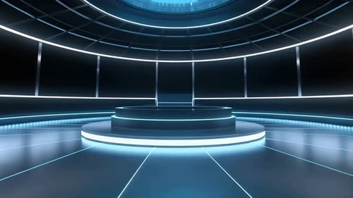 Futuristic Virtual Stage with Glowing Neon Lines Animation