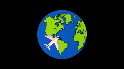 Plane that Travels Over the Earth Alpha Channel