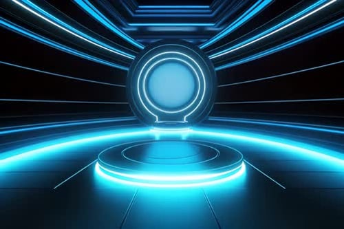 podium Futuristic showcase with platform for product displaying. Empty modern stage display