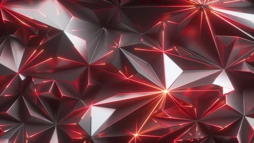 crystallized background illuminated with red neon light