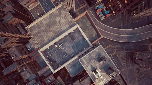 Vista aérea de la ciudad con encrucijadas y edificios
