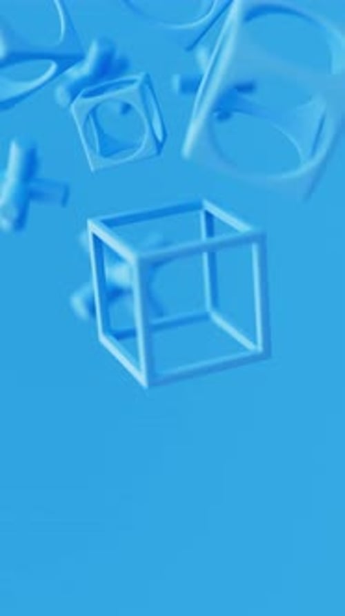 Abstract 3d Blue Geometric Shapes Rotating Animation Loop Modern Minimalistic Background 3d Render