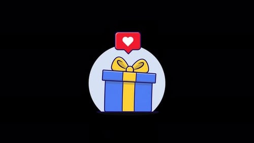 Animated Gift Box with Heart Icon Illustration