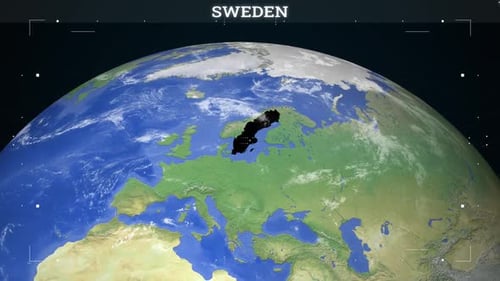 Futuristic Digital Earth Globe Highlighting Sweden