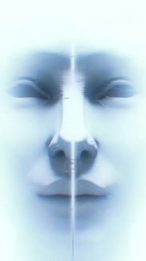 Abstract Digital Face Glitch Effect Animation