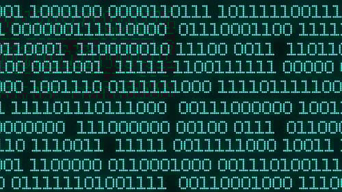 A Backdrop of Animated Ones and Zeros Representing Binary Numbers of Computing Process
