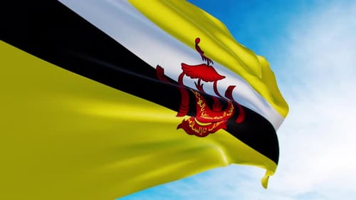 Brunei Darussalam Flag Waving in the Wind