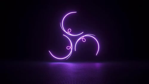 3d Abstract Neon Background Glowing Line Pink Blue Moving