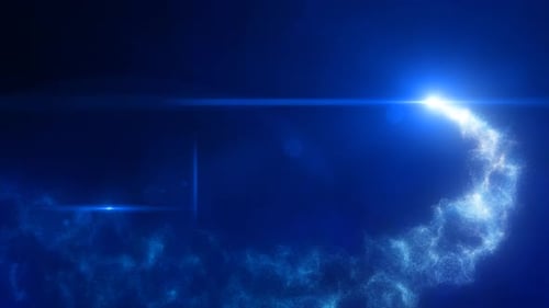 Abstract blue glowing energy magic particle comet flying