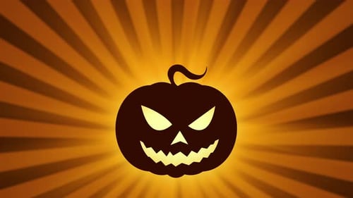 Animated Halloween Jack-o'-Lantern with Glowing Background Loop