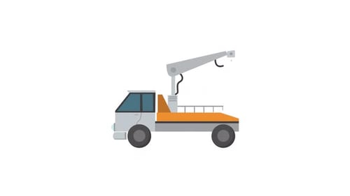 Flat Design Animation of an Assembling Crane Truck