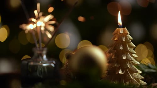 Sparkling Christmas Candle and Decorations