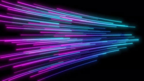 Dot Moving High Tech Background. Glowing Neon Dot Line Data Transfer Background On Black Bg