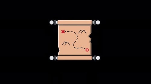 Animierte alte Karte. Konzeptvideo zur Schatzsuche — transparent