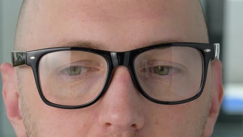 Vision, Eyewear and People Concept - Close Up of Male Face In