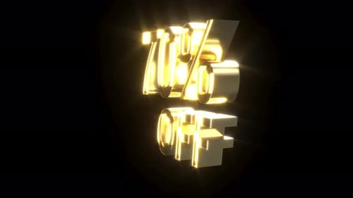 Gold Text Number 70 Percent Off Price Promotion on Black Bg Able to Loop Endless
