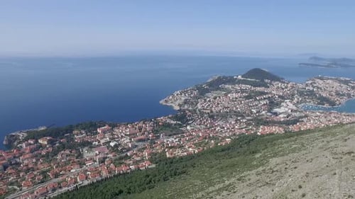 Aerial view of the Old Town of Dubrovnik and beautiful Adriatic sea, Croatia
