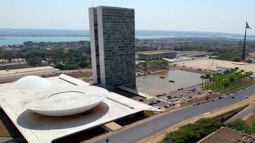 Iconic Modernist Architecture of the National Congress Building in Brasília
